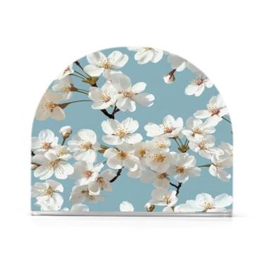 Imagem de xigua Porta-guardanapos de acrílico, porta-guardanapos de árvore de cerejeira branca para mesas cozinha restaurante decoração de casa, suporte decorativo moderno para guardanapos de coquetel de papel