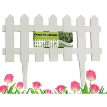 Imagem de Kit 12 Cercas Decorativa Jardim De Plástico Tipo Madeira - Wlplast