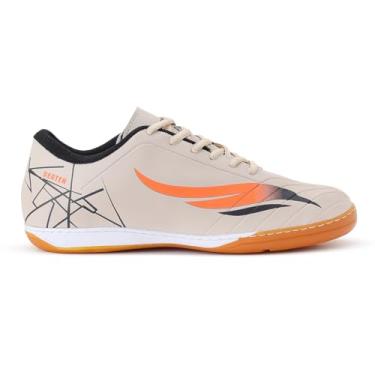 Imagem de Chuteira Futsal Tênis Salão Indoor Quadra Adulto Costurada Resistente Original (Bege/Laranja, BR, Adulto, Numérico, 34)