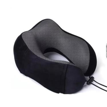 Imagem de Almofada de Viagem, Espuma Viscoelástica, Design Ergonômico, Fecho Ajustável, 28x30x14cm, Suporte para Pescoço e Cabeça, Leve e Compacta, Poliéster