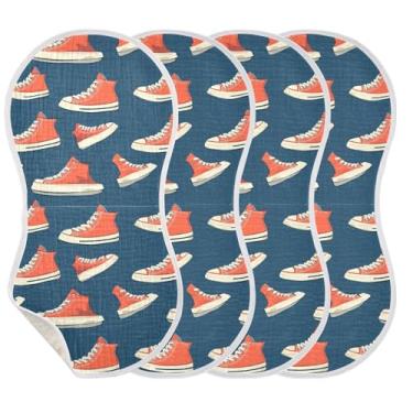 Imagem de STAYTOP 4 peças de sapatos coloridos de desenhos animados panos de arroto para bebês meninos meninas e toalha de recém-nascido, panos grandes absorventes para arrotar