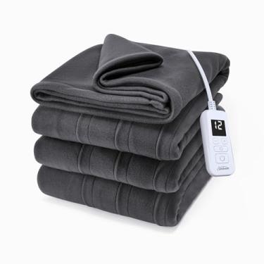 Imagem de Sunbeam Royal Cobertor elétrico aquecido ultra fleece tamanho completo, 213 cm x 183 cm, 12 configurações de calor, desligamento automático selecionável em 12 horas, aquecimento rápido, lavável na