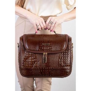 Imagem de Frasqueira feminina de couro croco para viagem Roma-Feminino
