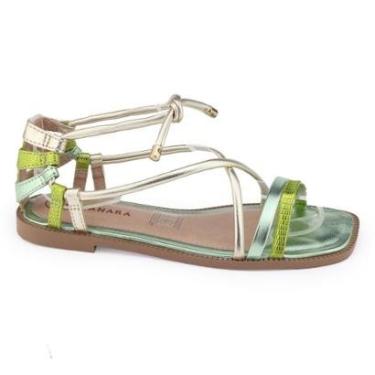 Imagem de Sandália Tanara T7281 rasteira aranha metalizada amarração-Feminino