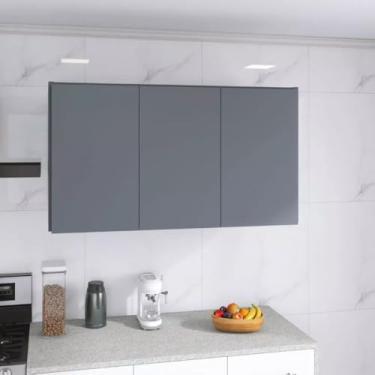 Imagem de Armário Organizador Aéreo 3 Portas para Cozinha e Lavanderia – Design Moderno e Funcional (PRETO)