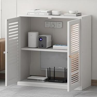 Imagem de GODNOEI Caixa de armazenamento de roteador WiFi 58 x 10,6 x 67 cm grande armário de roteador WiFi branco