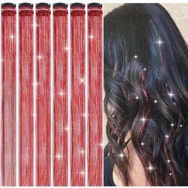 Imagem de Grampos de cabelo de fada - 1 peça de enfeite de cabelo colorido sonhador para mulheres, festa de Natal e Ano Novo (vermelho)