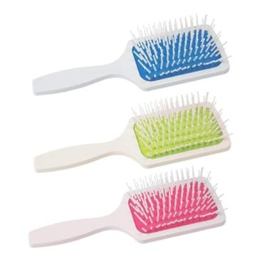 Imagem de Isacare Escova Magic Colors White Quadrada | Cores Vibrantes, Pinos Massageadores e Almofada Macia | Ideal para Pentear e Desembaraçar Todos os Tipos de Cabelos