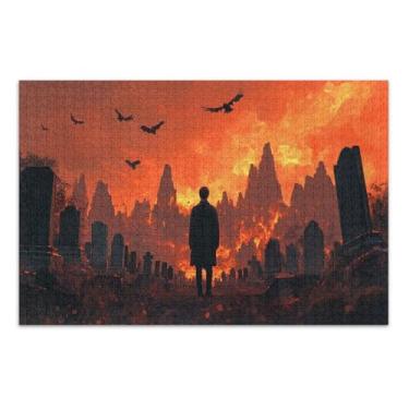 Imagem de Quebra-cabeça de cidade apocalíptica com pássaros 1000 peças para adultos, quebra-cabeças difíceis para adultos, jogos para adultos e família