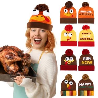 Imagem de EYNDYN 4/8 pçs gorro de elfo de Natal piscante de inverno com bola pompom 3D para adultos lembrancinhas de festa de Natal, Peru, 8