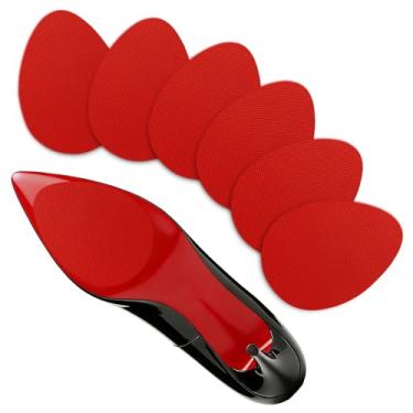 Imagem de Almofadas antiderrapantes para sapatos, pegas autoadesivas vermelhas na parte inferior dos sapatos, adesivos antiderrapantes de salto alto, protetores de sola de silicone (vermelho, 6 peças)