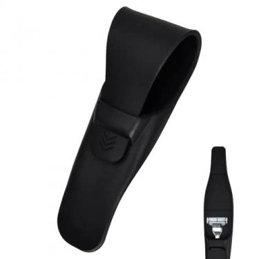 Imagem de Capa protetora de barbeador portátil de silicone preto, estojo de transporte de lâmina, capa protetora manual para navalhas, capa de barbear à prova d'água para viagem