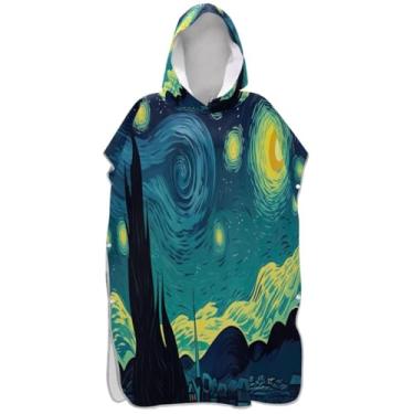 Imagem de Joisal Poncho de surfe absorvente trocador para adultos praia moletom toalha natação estética céu noturno estrelado unissex adulto poncho com capuz