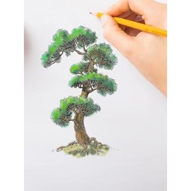 Imagem de Carimbos transparentes de fundo de árvore para fazer cartões, selos de borracha de árvores florestais, folhas, selos transparentes para artesanato faça você mesmo, álbuns de fotos e decorações