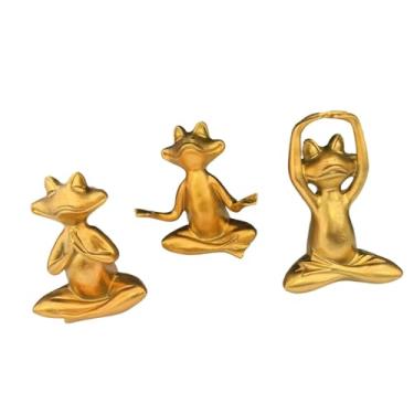 Imagem de IEUDNS Conjunto de 3 Estátuas de Sapo Prateado para Mesa, Decoração Antiga de, Escultura Fofa em Resina, Estatueta de Sapo para, Escrivaninha,
