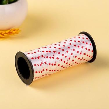 Imagem de Rolo de fita ondulado com padrão de coração de 100 metros, 5 mm de largura, fitas de balão vermelho e branco para o dia dos namorados, decorações de festa, embrulho de presente e artesanato artístico