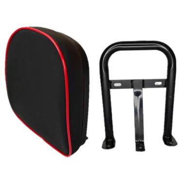 Imagem de MotiveTech Encosto para quadriciclo com suporte de montagem, absorção de impacto, couro PU, portátil, alto desempenho, profissional, preto e vermelho.