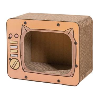 Imagem de Casa De Arranhar Para Gatos Em Cartão,Formato de TV Cama de Cartão Ondulado | Casa De Arranhador Grande De Para Gatos | Proteção Para Sofá Porta Carpete Móveis E Enriquecimento Para