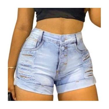 Imagem de Short Feminino Jeans Short Curto Jeans Rasgado Feminino - Free, 42