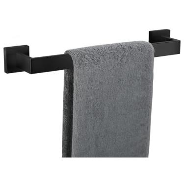 Imagem de Toalheiro para banheiro 40,6 cm preto fosco suporte de toalha 12/16/20/24/28/32/36 polegadas SUS304 à prova de ferrugem toalheiro quadrado moderno para parede de banheiro (1, preto fosco, 40,6 cm)