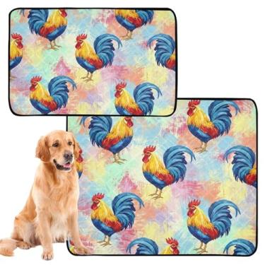 Imagem de Almofadas coloridas para animais de estimação de galos de desenho animado para cães à prova d'água tapete fofo reutilizável para gatos de estimação tapete absorvente para cães almofada de penico