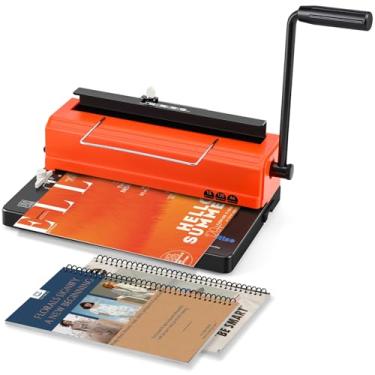 Imagem de Luzrise Máquina de encadernação de arame, 34 pinos desengatáveis, passo 3: 1, perfura 15 folhas e liga 120 folhas, máquina de encadernação de bobina para A4/Letter/A5/B5, fichário espiral de metal