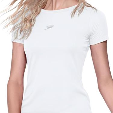 Imagem de Camiseta Feminina Manga Curta, Speedo, Interlock Basic, Decote Canoa com Fastdry, Tamanho Adulto, tamanho G - Branco