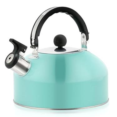 Imagem de Chaleira de chá de 3 L, chaleira de aço inoxidável de grau alimentício é a melhor para ferver água, preparar chá e fazer café (azul claro)