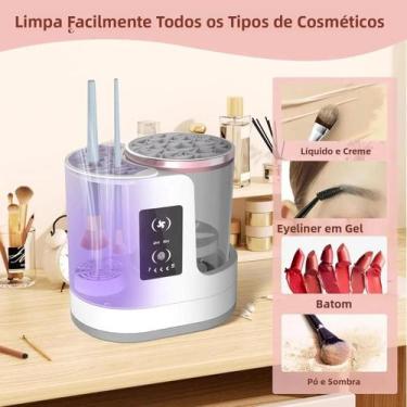 Imagem de Limpa Pincéis De Maquiagem Elétrico Portátil 3 Em 1, Secador E Suporte