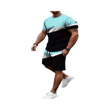Imagem de Conjunto De Roupas Esportivas Masculinas De Verão Camiseta Impressa Em