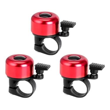 Imagem de 1~3 pçs sino da bicicleta liga de alumínio mtb chifre anel segurança som alarme guiador ciclismo aviso alarme crianças acessórios da bicicleta(Red 3pcs)