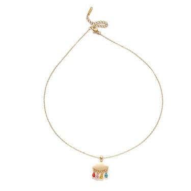 Imagem de Colar feminino com pingente de borla de strass colorido nuvem delicada, cristal de lágrima, natureza, clima, charme, clavícula, ajustável, gargantilha moderna, joias de verão, presentes de aniversário