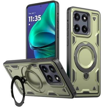 Imagem de SORAKA Capa para Motorola Edge 60 Pro com suporte compatível com MagSafe chapa de ferro Capa resistente que absorve choques Proteção contra quedas de nível militar