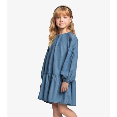 Imagem de Vestido Infantil Light Denim Trick Nick Azul, 2, Azul