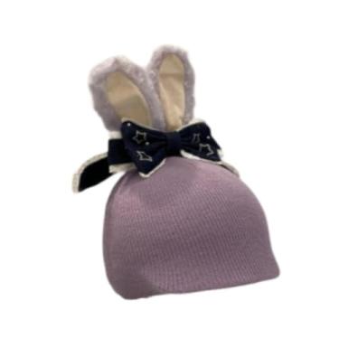 Imagem de KiBcsLic Capa para capacete de esqui, acessório para capacete de snowboard e esqui, gorro de tricô decorativo de desenho animado divertido para capacetes de, Orelha de Coelho Roxa