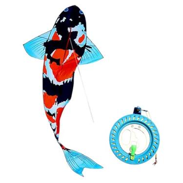 Imagem de oshhni Pipa em Formato de Carpa Koi, Estilo Chinês, Criativa e Grande, Brinquedo Voador para Atividades ao Ar Livre, Ideal para Jardim, Praia e