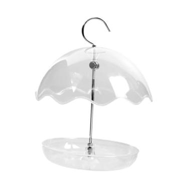 Imagem de Generic Alimentador de pássaros para exterior, ajustável, transparente, para pendurar, decoração de jardim, comedouro para pássaros, estação de alimentação