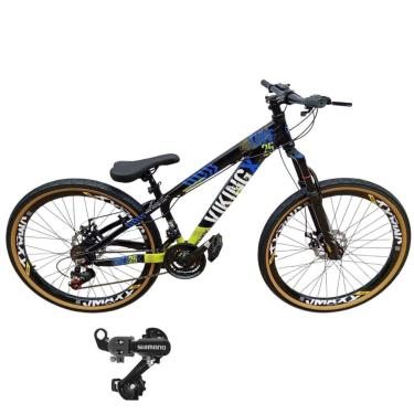 Imagem de Bicicleta 26 VikingX T25 21v Cambio Traseiro Shimano Pneu Aro 26 Balão Faixa Amarela-Unissex
