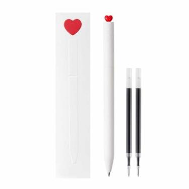 Imagem de Caneta de gel de imprensa retrátil de tinta preta Canetas Rollerball de escrita suave Caneta de ponta fina com recarga para alunos de escritório escolar Material plástico