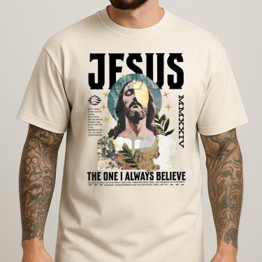 Imagem de Camiseta Masculina Estampa Algodão Casual Conforto Urbano Blusa Básica Caimento Regular Diário-Masculino