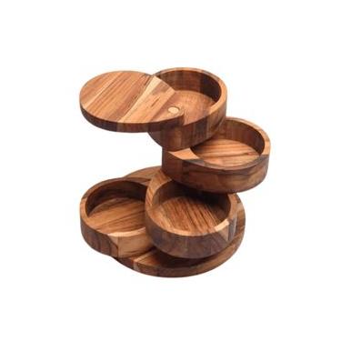 Imagem de Porta Tempero Babel Em Madeira Teca 15X22cm - Monte Novo