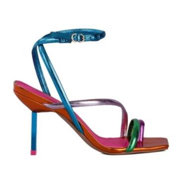 Imagem de Sandália Feminina Salto Alto Lâmina Luiza Barcelos Multicor, Metalcolo