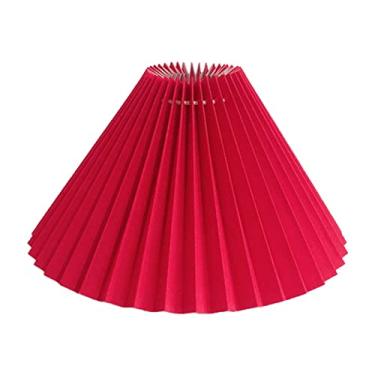 Imagem de pcagfaajmh Acessórios Elegante Capa de Quarto Pano de Cogumelo Estilo Japonês Decoração de Casa Abajur Plissado para Abajur de Mesa Fácil Instalação Abajur (Bege) (Rojo)