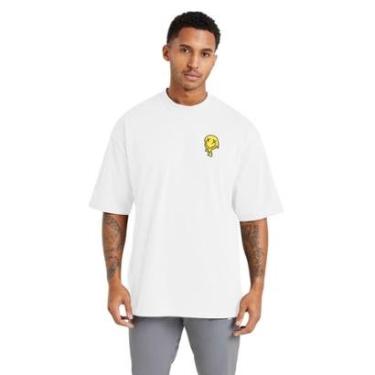 Imagem de Camiseta Oversized Masculina Estampada em Algodão Respirável para Uso Diário-Masculino