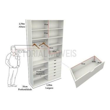 Imagem de Armário Arara Gaveta Verônica M16 100% Mdf Sapato Roupa - VETORIAL MÓV