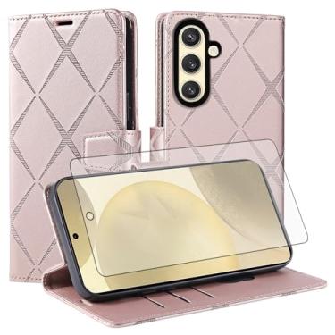 Imagem de Asuwish Capa de telefone para Samsung Galaxy S24/S25 5G capa carteira com protetor de tela de vidro temperado PU couro sintético flip suporte para cartão de crédito celular S 24 24S 25 25S G5 SM-S931U