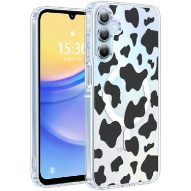 Imagem de Jkvare Capa para Samsung Galaxy A15 compatível com MagSafe, capa protetora magnética sem fio com padrão estético cristalino para mulheres e meninas - estampa de vaca