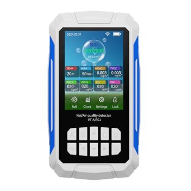 Imagem de FTVOGUE Monitor de Qualidade do Ar Interno, Testador de Qualidade do Ar 10 Em 1 Detecta íon Negativo PM2 5 PM10 CO CO2 TVOC Temperatura Umidade Com Alarme Personalizável e Bateria (Branco)
