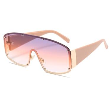 Imagem de Óculos de Sol UV400 - Tamanho Grande, Cores Vibrantes, Sem Aro, Modelo Monobloco, para Homens e Mulheres, Esportivos, ao Ar Livre, Corrida, Ciclismo, Laranja