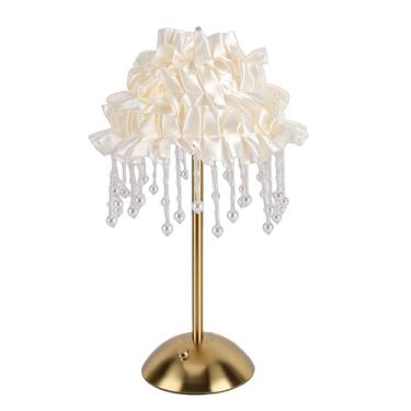 Imagem de Asixxsix Abajur de Mesa de Cabeceira, Abajur de Cabeceira Com Decoração de Fita Romântica Decorativa, de Mesa LED Recarregável USB, Luzes Noturnas para Sala de Estar, Dormitório,